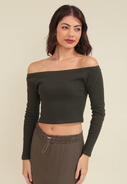 BLUSA RIBANA MANGA LONGA DECOTE OMBRO A OMBRO