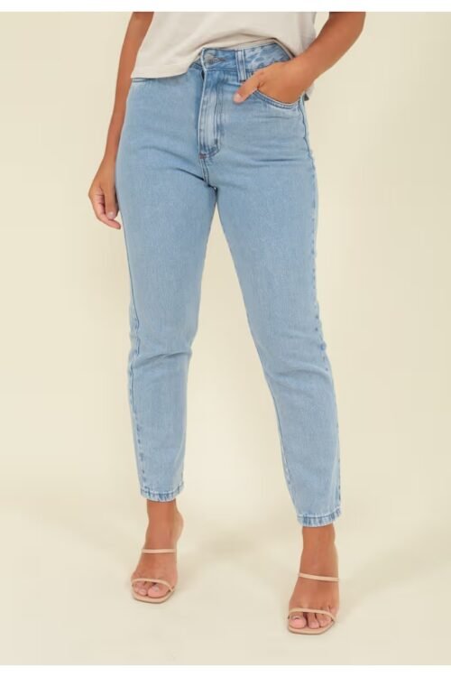 CALÇA JEANS MOM AZUL CLARO