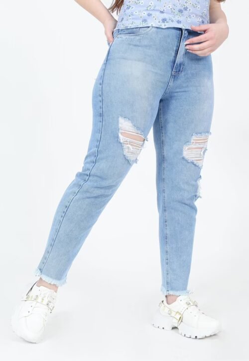 CALÇA MOM JEANS RASGOS