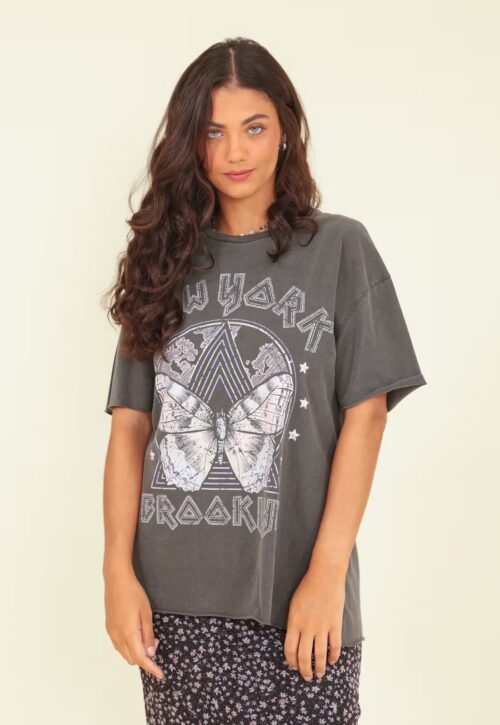 T-SHIRT MALHA ESTONADA OVERSIZE NEW YORK