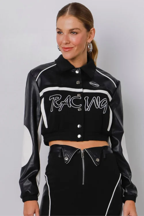 JAQUETA CROPPED MOTO RACING LIMA